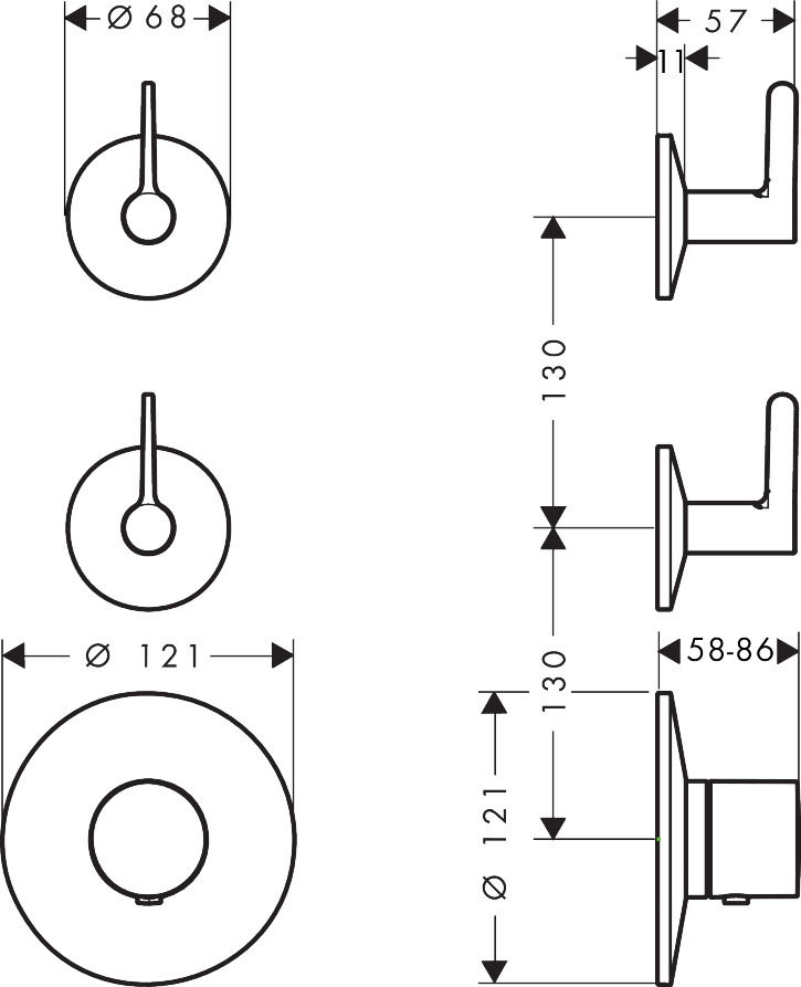 Hansgrohe Thermostatmodul Unterputz AXOR One für 2 Verbraucher mit Hebelgriff BBR