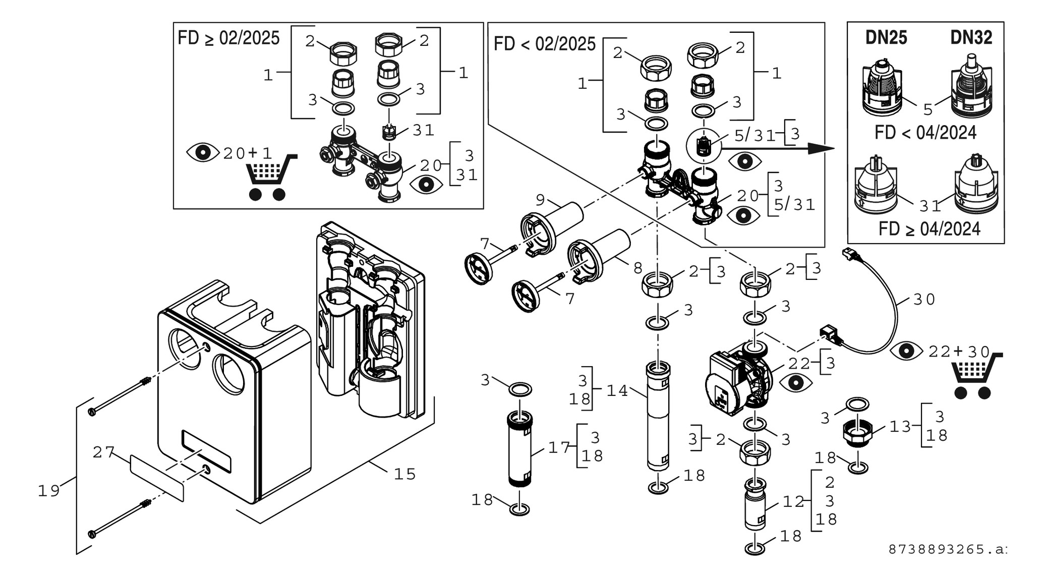 BOSCH Installationszubehör HS 25/6 Heizkreisset ohne Mischer, 364x290x190
