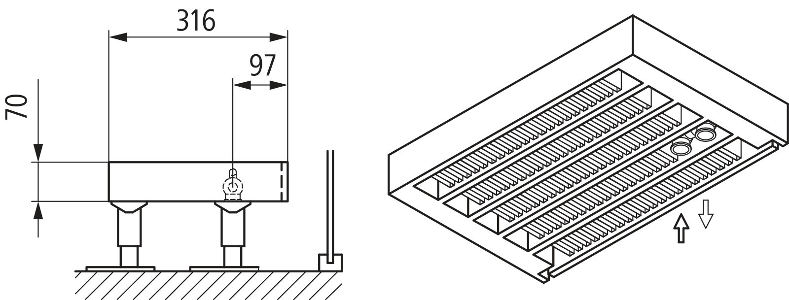 Kermi Kon m. Str. Typ55 BH280x316x1200 QN3444, weiß, 6bar, o. Abd., AB Uni.