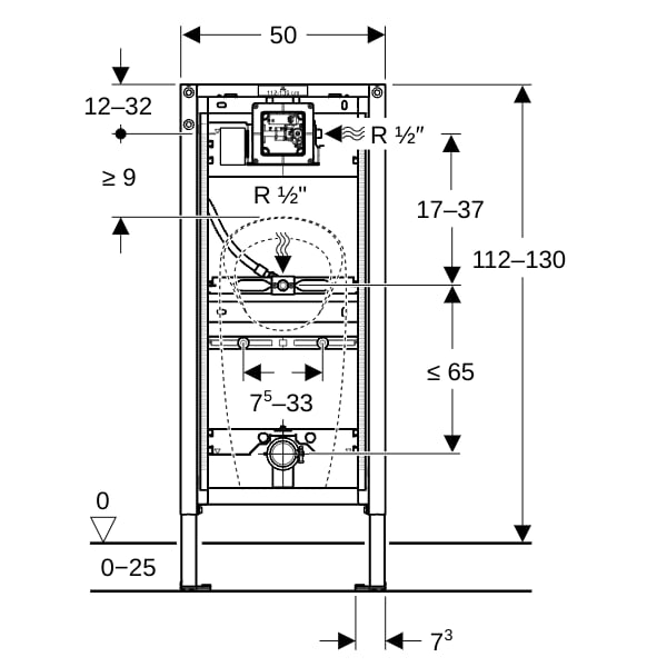 Geberit Duofix Element f. Urinal, 112-130 cm universell, für Sprühkopf