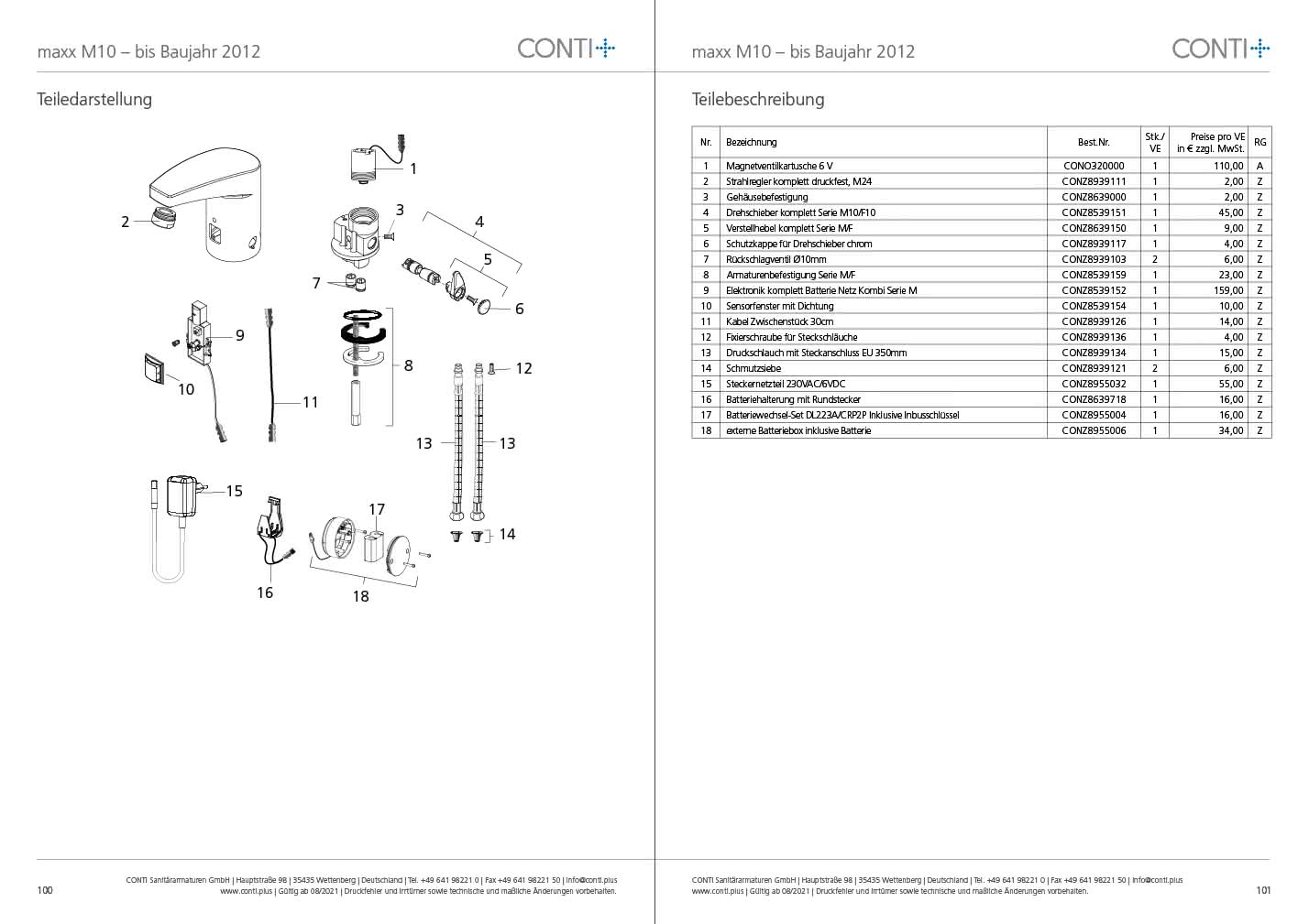 CONTI+ maxx elekt. IR Standarm. Vcon. m.Misch. Chrom o.Ablg. Touch M10
