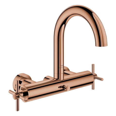 GROHE 2-Griff-Wannenbatt. Atrio 25268 Wandmontage Kreuz-Griff warm sunset