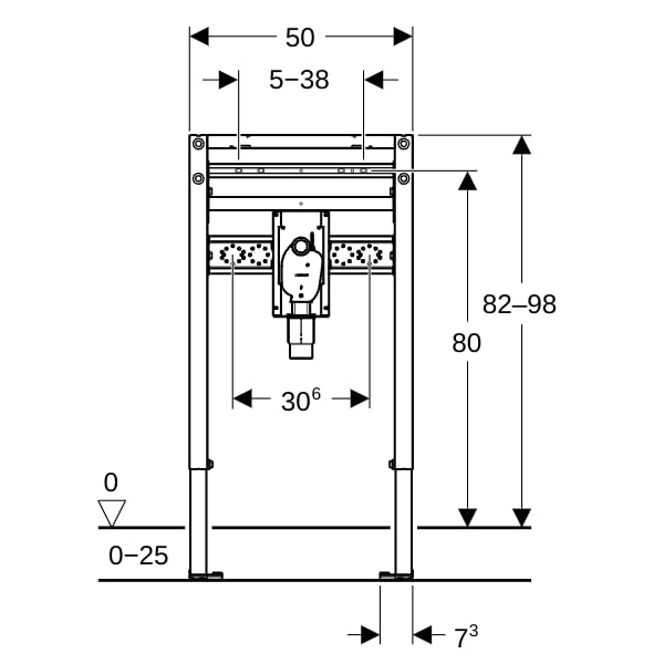 Geberit Duofix Element f. WT, 82-98 cm Standarmatur, mit UP Siphon