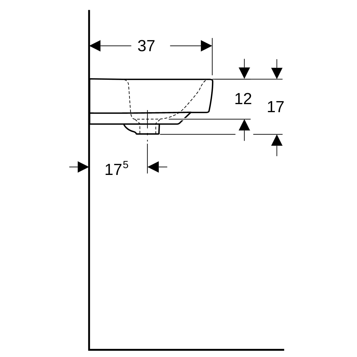 Geberit Renova Compact Waschtisch, 55x37cm m. Hl., o. Ül., weiß