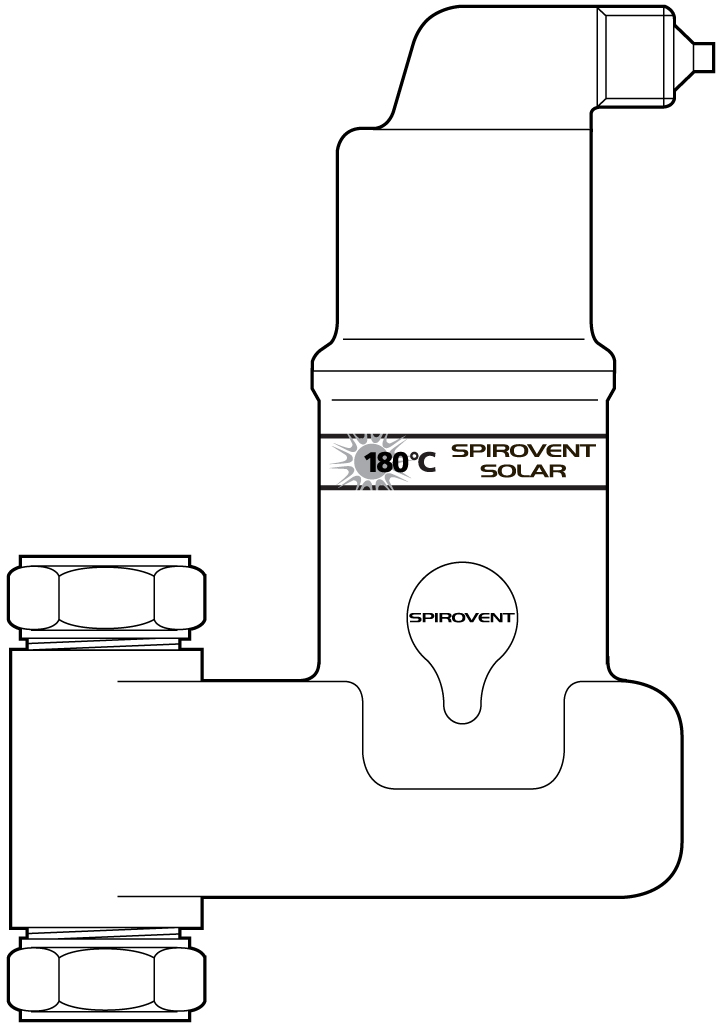 Spirotech Luftabscheider SpiroVent Solar AutoClose Vert., 22 mm, 10 bar, 180 Grad