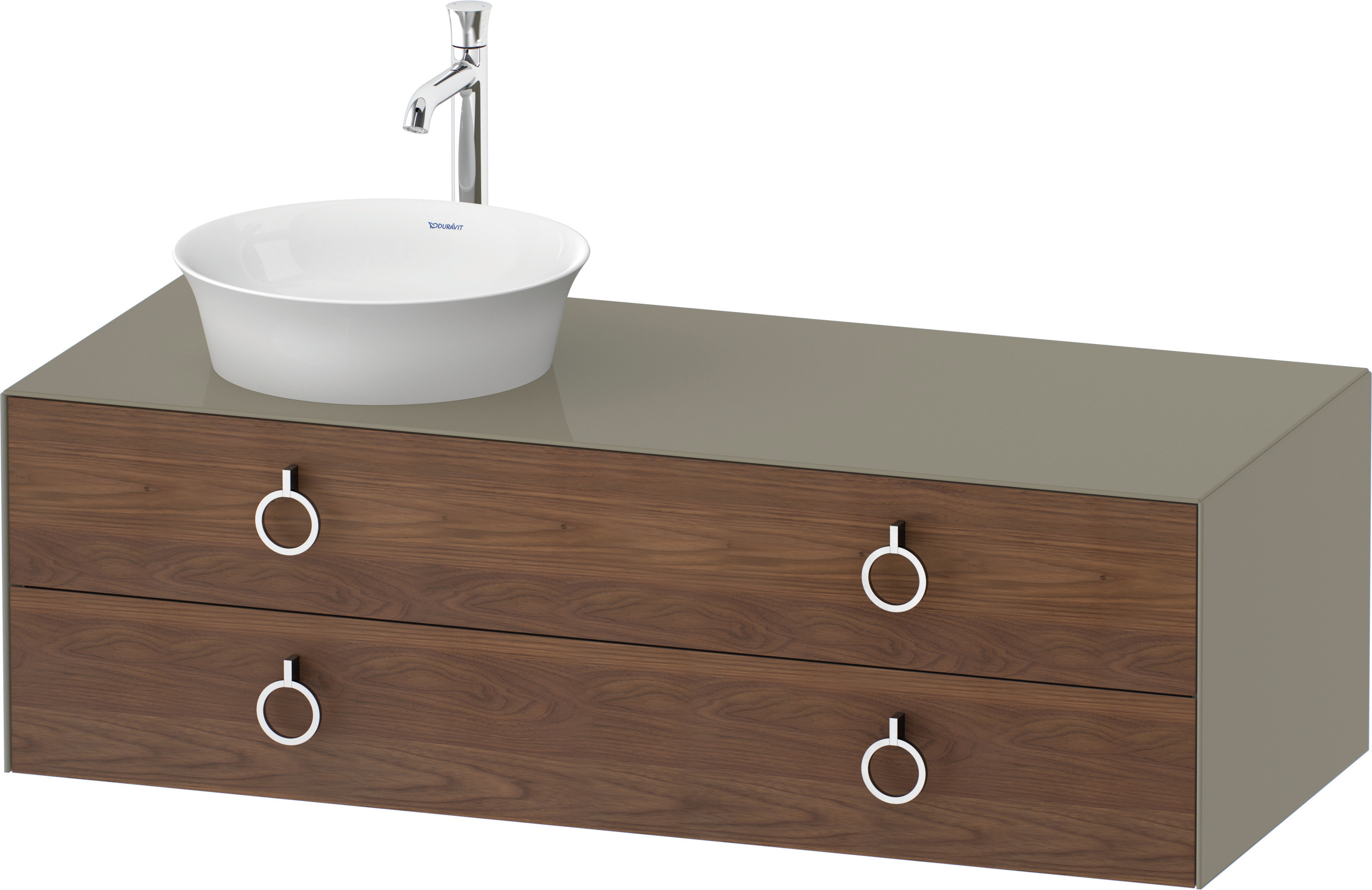 Duravit WTU wandh.White Tulip,2Schk.,m.Griff Aus.l,408x1300x550,A.Nussb.M./St.gr.HGL