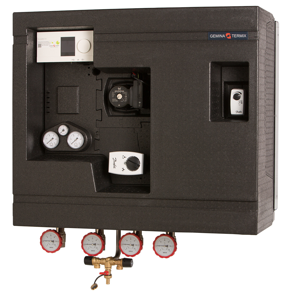 Danfoss Hausstation Compact 28 VX-FI, 2 HWS, AVQM, 56 kW, ECL310/A237