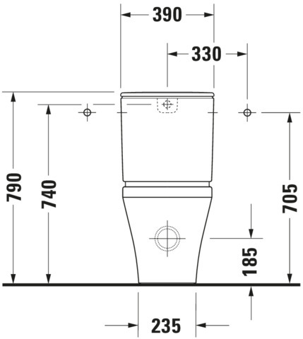 Duravit Stand-WC Kombi DuraStyle 630 mm Tiefspüler,f.SPK, Abg.Vario,weiß,HYG
