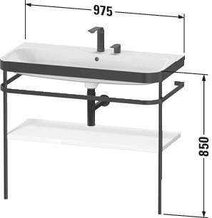 Duravit Metallk. mit Happy D.2 Plus bodenst. 850x975x490mm, 0 HL, Graphit Supermatt