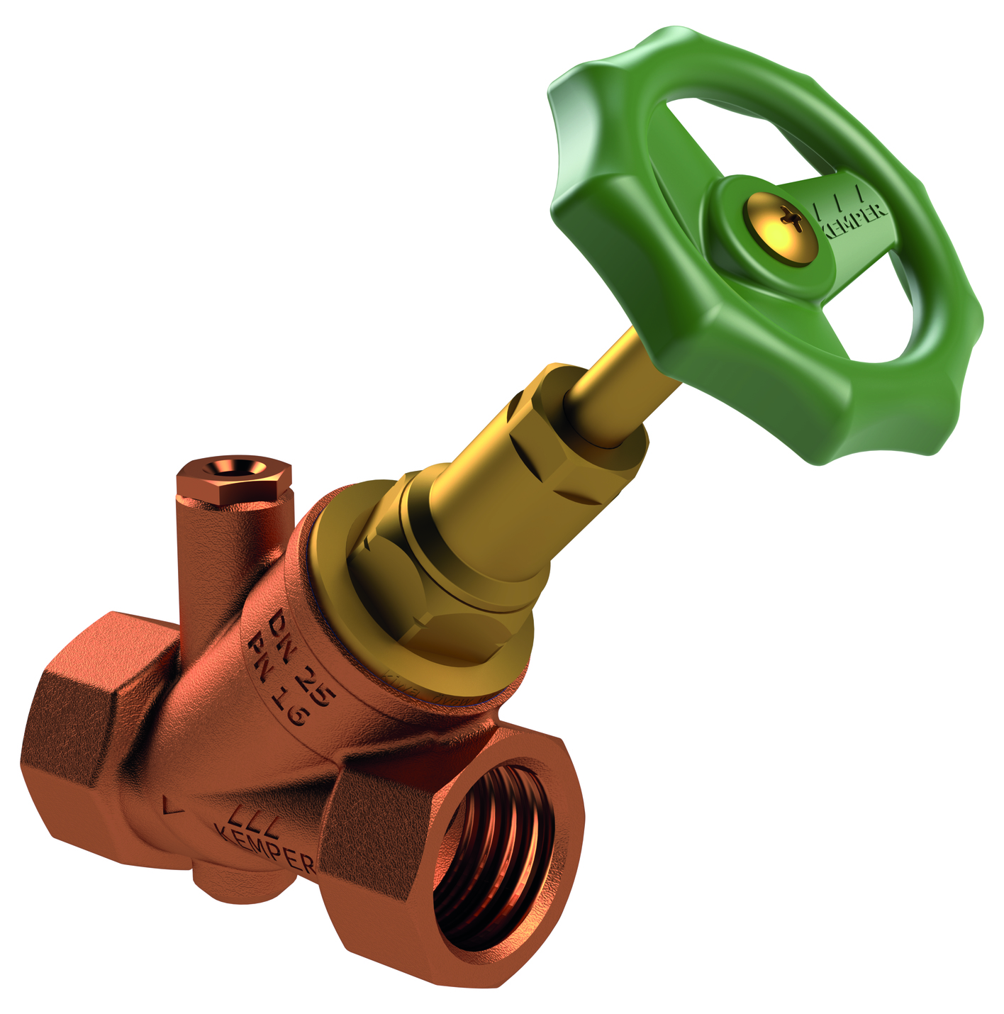 KEMPER STANDARD Freistrom-Absperrventil RG-ms, mit Entleerstopfen G1/4, IG DN32