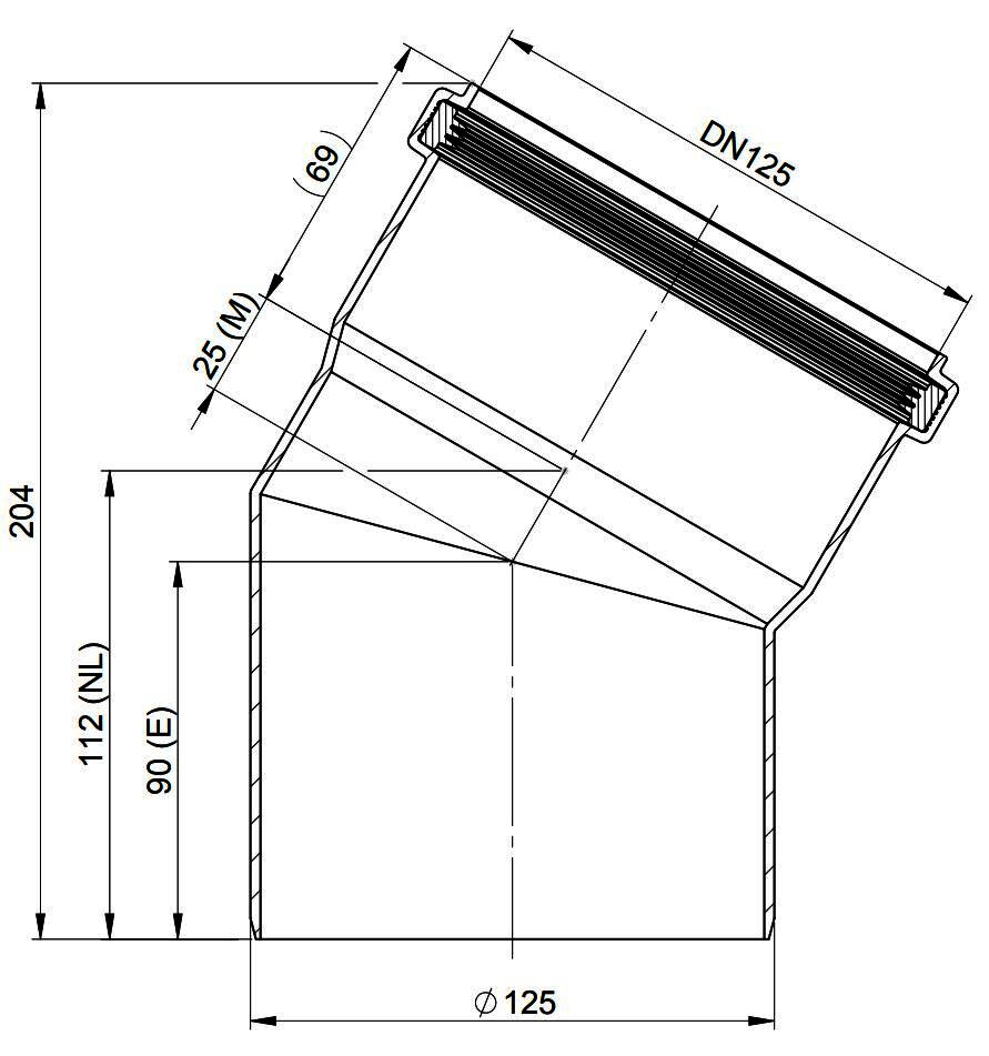 MHG Bogen 30Grad DN 125 für Abgasleitung Atec