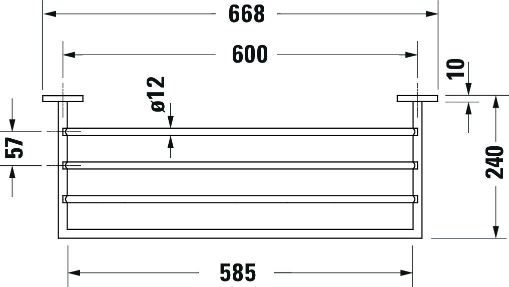 DU Karree Handtuchablage, Chrom, 240x668x35