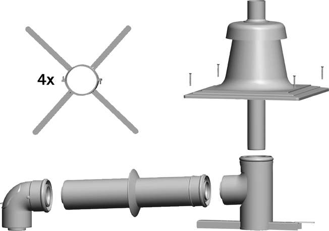 Wolf Anschluss-Set DN80/125 - C33x DN80/125 im Schacht, Abdeckung PP