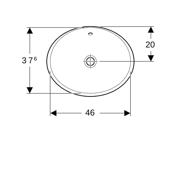 Geberit VariForm Einbauwaschtisch, oval 50x40cm, o. Hl, m. Ül., weiß, KeraTect