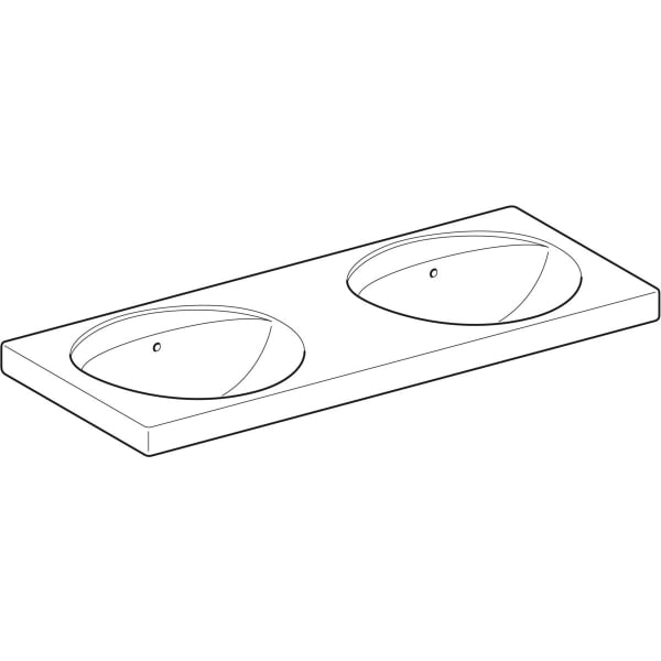 Geberit Preciosa Doppelwaschtisch, 130x55cm o. Hl., m. Ül., weiß