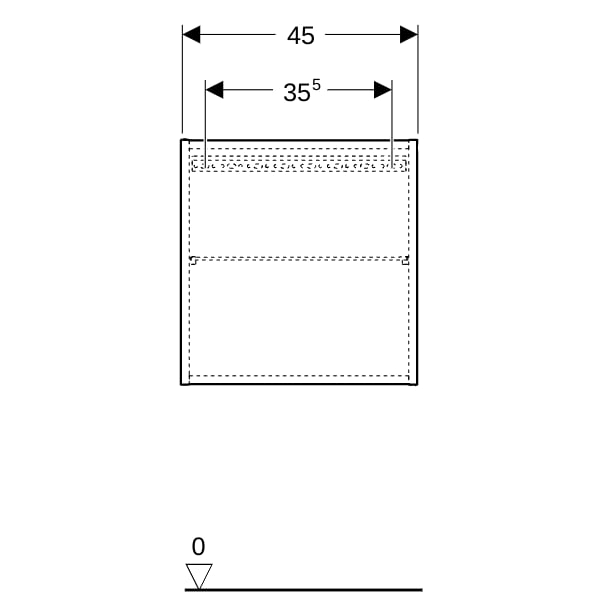 Geberit Hängeschrank quadratisch, 1 Tür 45x46,7x15cm, Nussbaum hickory