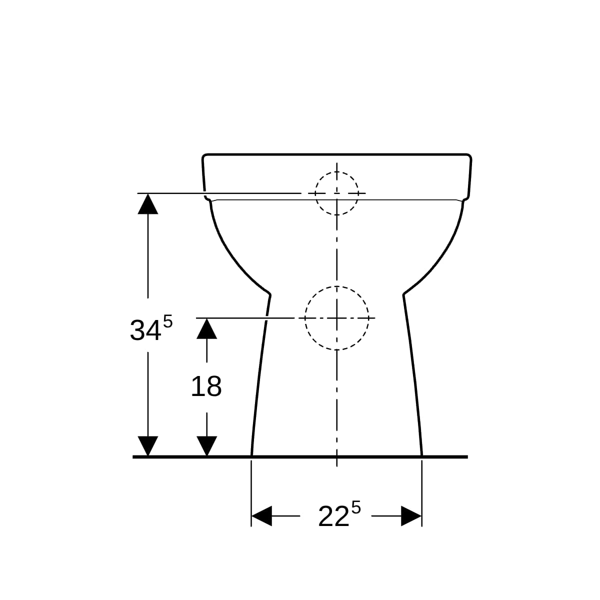 Geberit Renova Stand-WC Tiefspüler, Abg.horiz teilgeschl. Form, Rimfree, manhatten