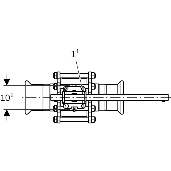 Geberit Mapress Kugelhahn NPW, mit Bet.-Hebel geflanscht d108