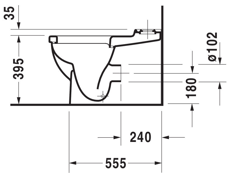 DU Stand-WC Kombi Starck 3 655 mm Tiefspüler, f.SPK, Abg.Vario, weiß WG