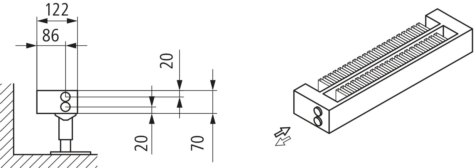 Kermi Konvektor Typ22 BH140x122x600mm QN436,weiß,6bar,o. Abd.,AB Uni.