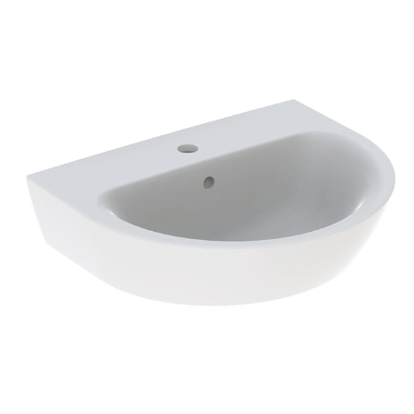 Geberit Renova Waschtisch, 55x45cm m. Hl. mittig, m. Ül., weiß