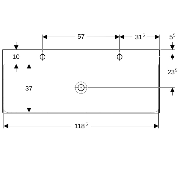 Geberit ONE Waschtisch 120x48 cm 2 Hl., o. Ül., weiß, KeraTect