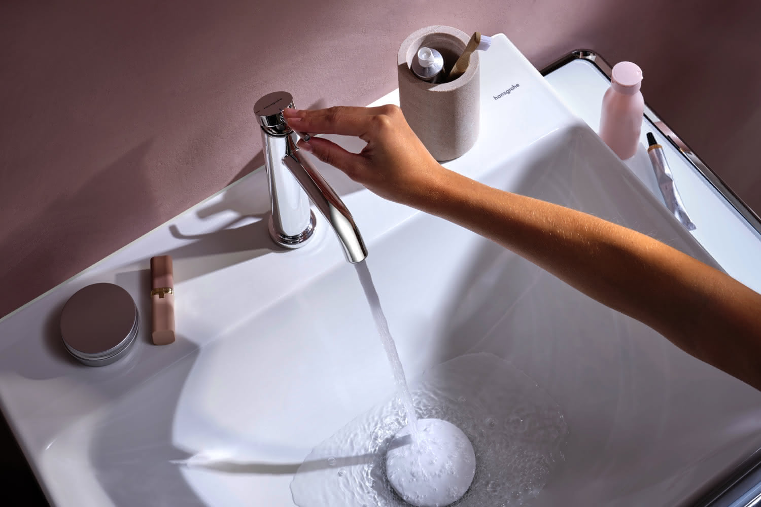 Hansgrohe WTM 110 Tecturis S mit Zugstangen-Ablaufgarnitur chrom