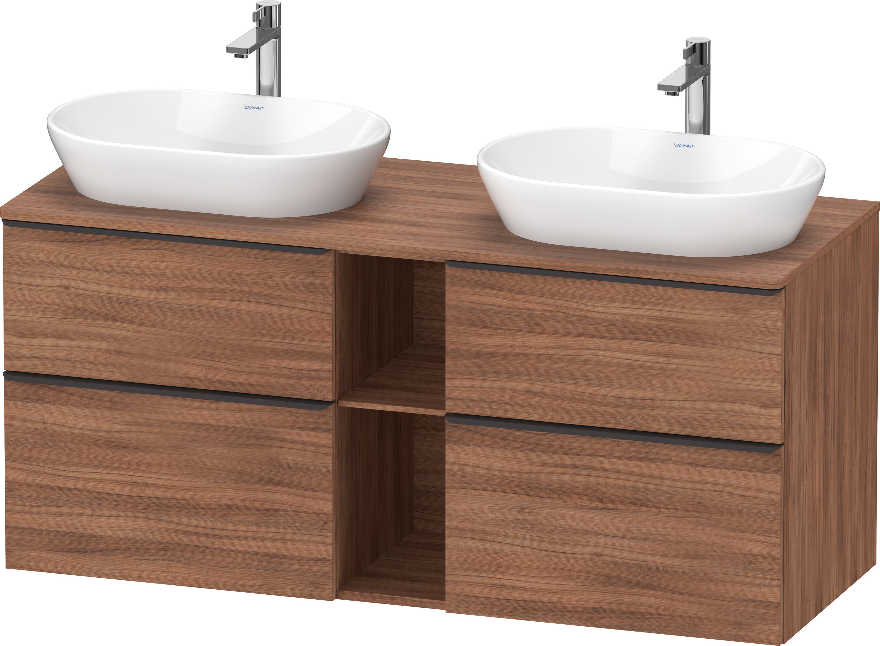 Duravit D-Neo,Kons-WTU,B,AZ:2,SBK:2,Gr:D Schw 1400x550x644mm,Wdh,Nussbaum Matt,Dekor