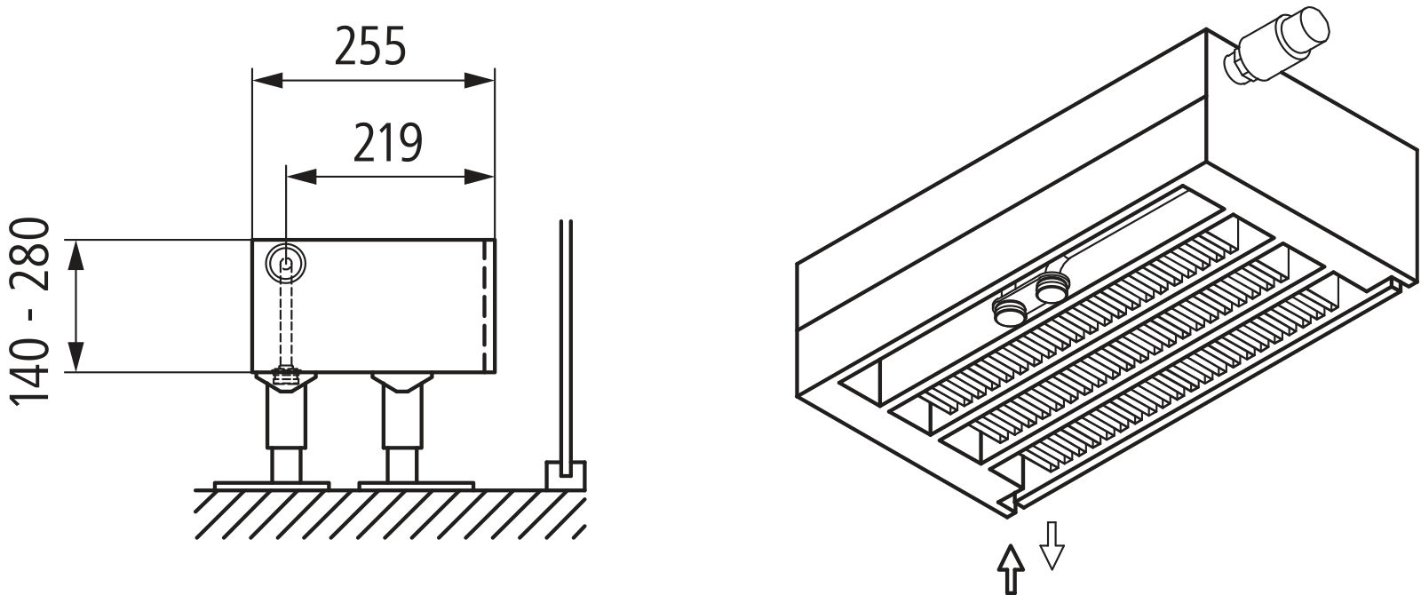 Kermi V-Kon S Typ44 280x255x1900mm QN4117,RAL9016,6 bar,m.Abd.,Vent.re