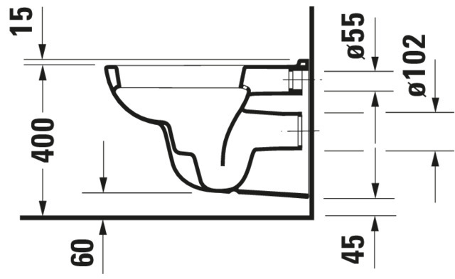 DU Wand-WC D-Code 545 mm Tiefspüler, weiß