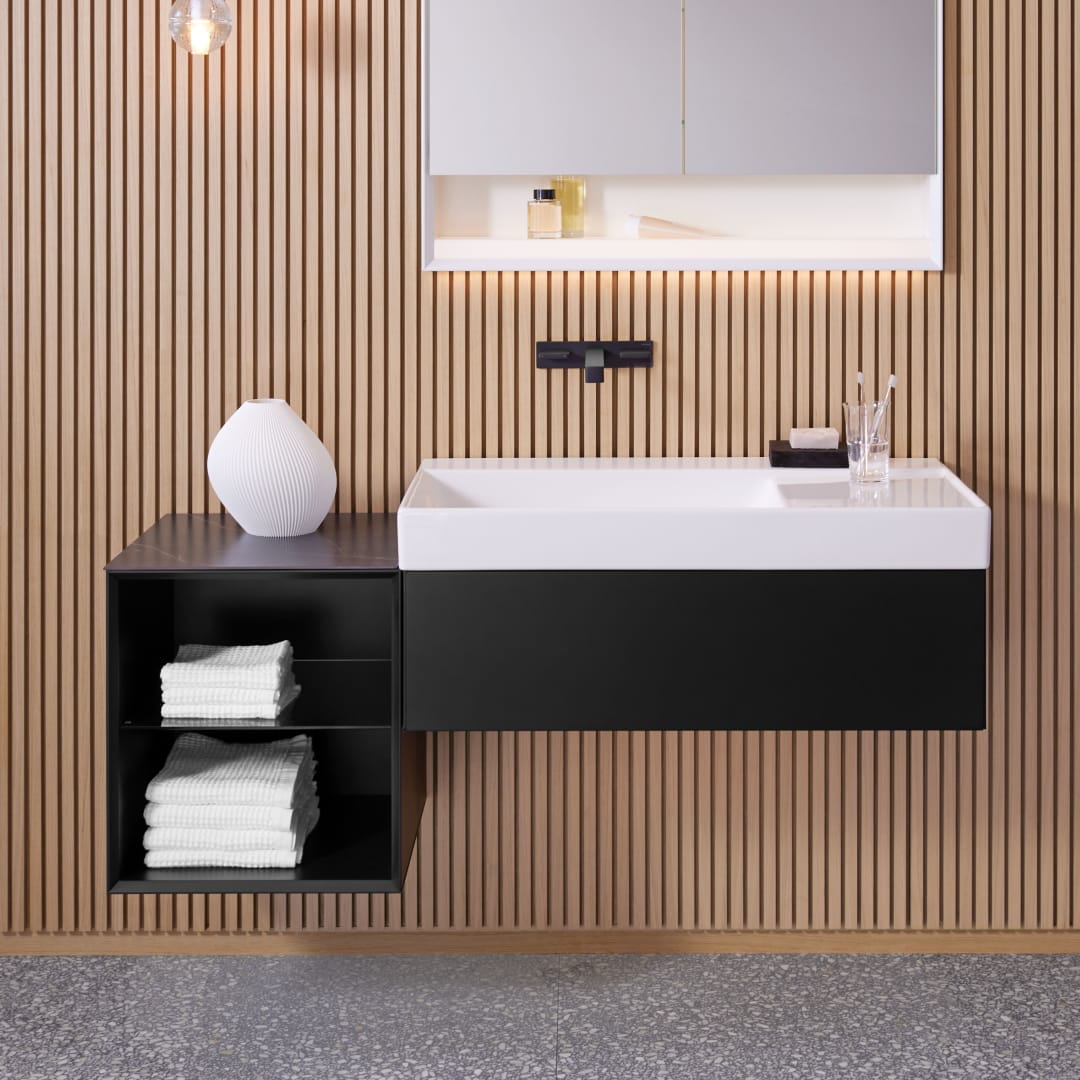Geberit ONE Abdeck. f. Seitenschrank/-Element 45x0,4x46,5cm, Marmoroptik schwarz matt