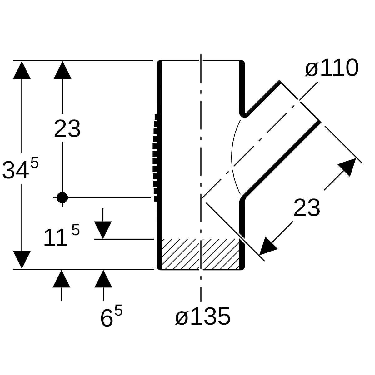 Geberit Silent-db20 Abzweig 45Gr d135/110