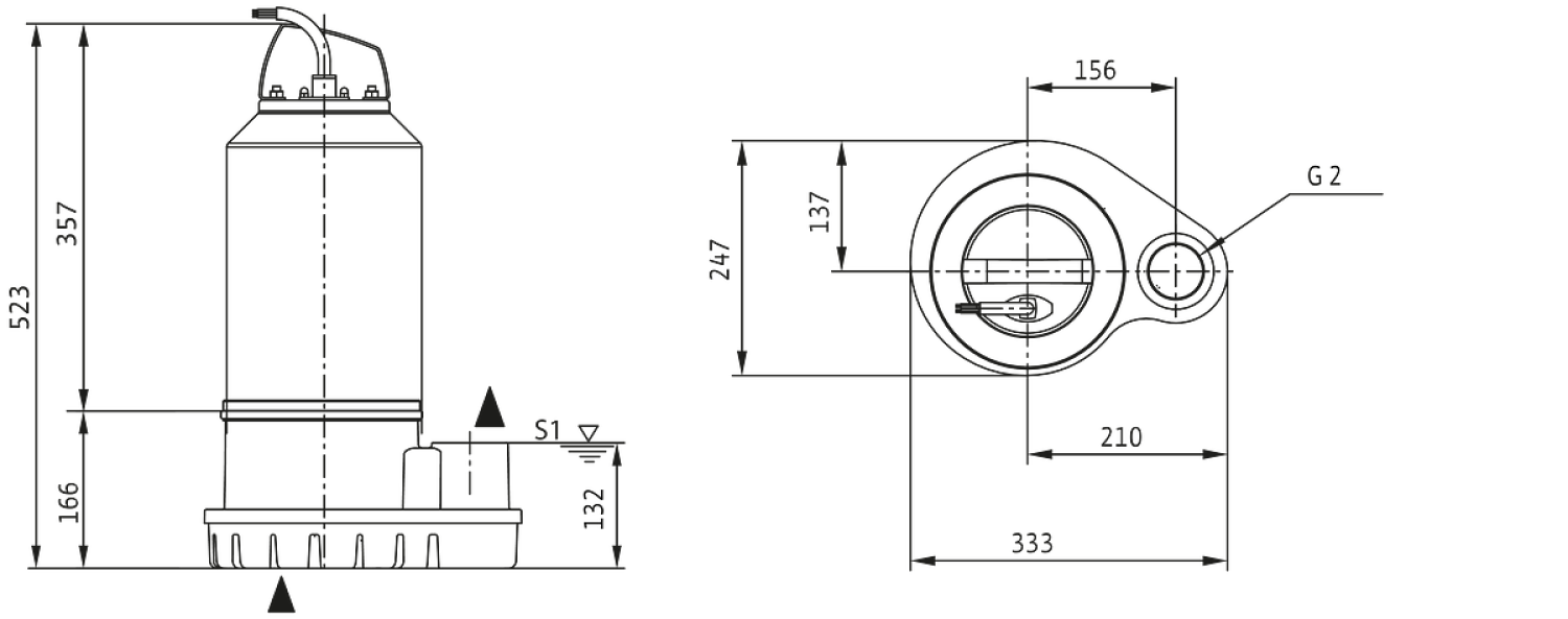 Wilo Schmutzwasser-Tauchmotorpumpe Padus UNI-M05K/T011-540/O