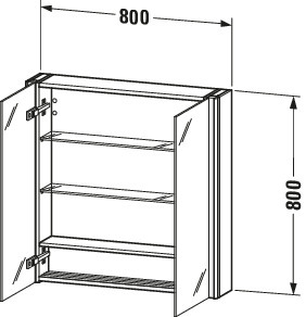 Duravit XSquare SPS 800x155x800mm,Tü.L&R,Sen,LED,DF,WPB,1SD
