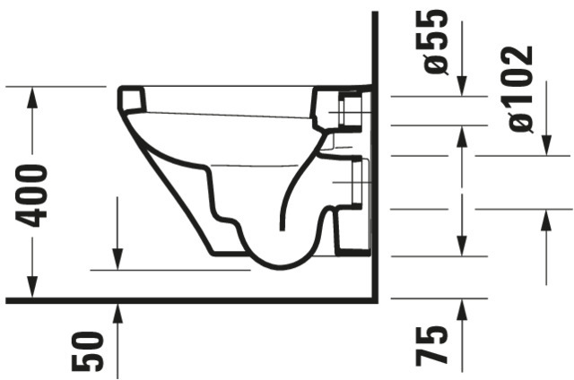 DU Wand-WC DuraStyle Compact 480 mm Tiefspüler, weiß WonderGliss