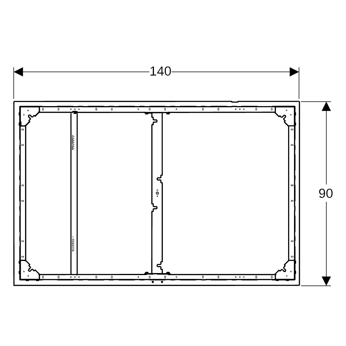 Geberit Duofix Installationsrahmen, 140x90 cm für sieben Füße