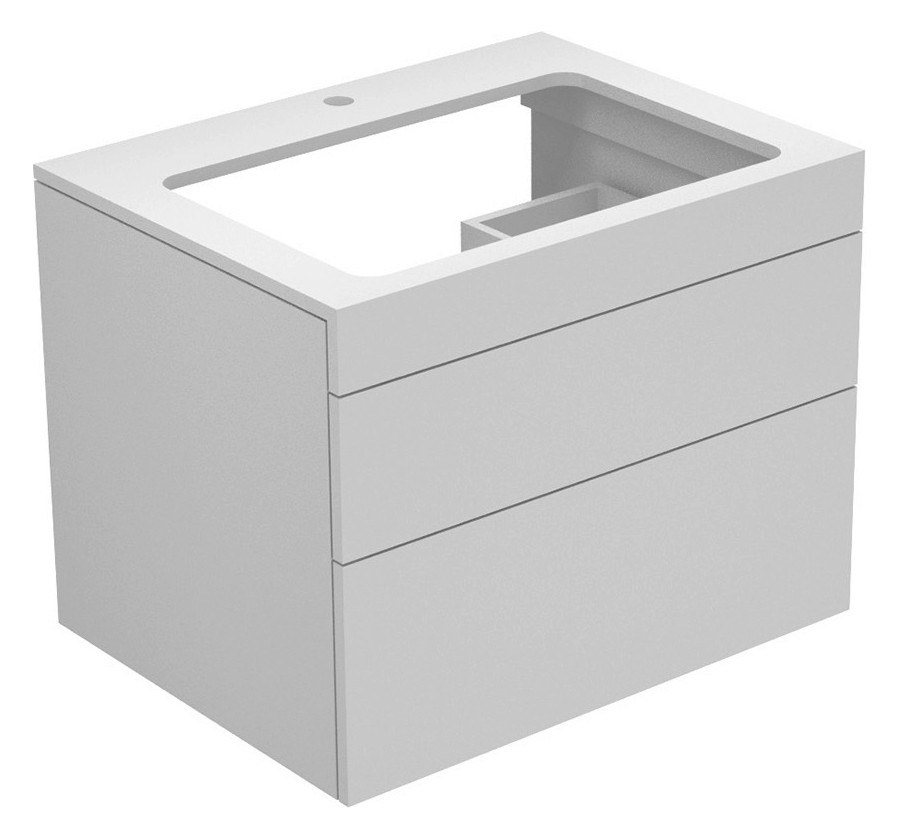 KEUCO Waschtischunterbau Edition 400 31571, Hahnloch, weiß Hochglanz/weiß Hochglanz