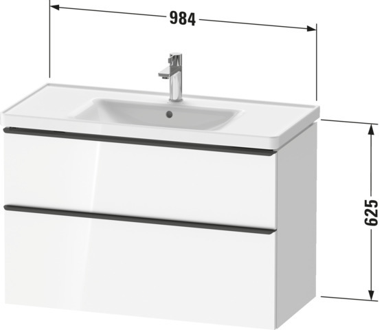 DU D-Neo WTU,Ausz:1,Schubk:1,GR:Dia.Schw 984x452x625mm,Wandh,Basalt Matt,Dekor