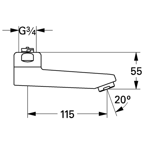 GROHE Gussauslauf 13461 3/4" Ausladung: 115 Höhe: 55 chrom