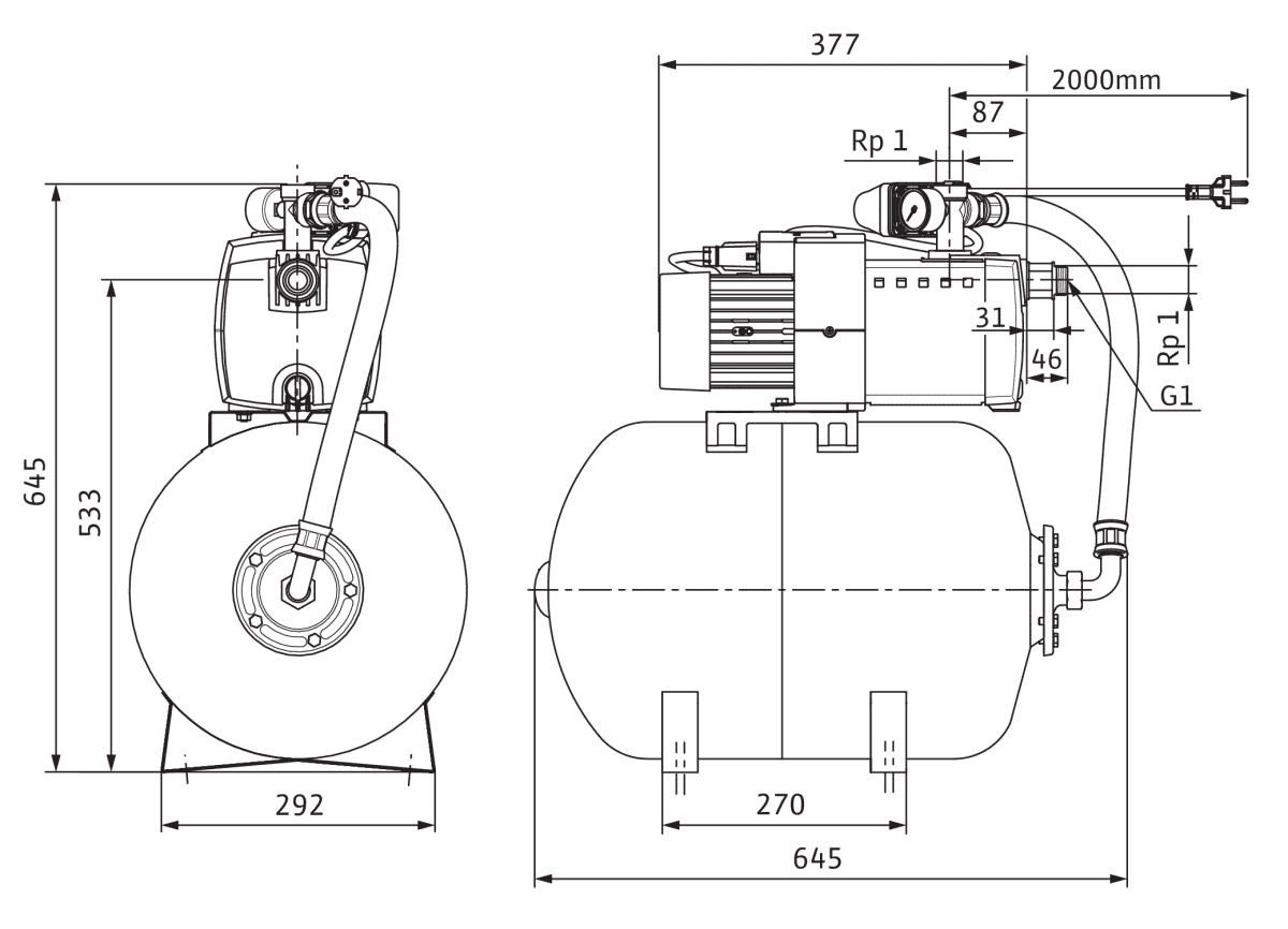 Wilo Hochdruck-Kreiselpumpe HiMulti 3 H 50-24,Rp1,1x230V,400W
