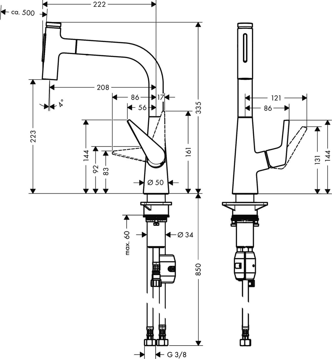 Hansgrohe Spültischmischer 220 Talis Select M51 Ausziehbrause 2jet chrom