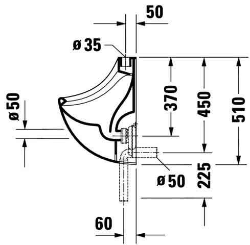 DU Design Classics Urinal Jim, Zulauf o. absaugend, o.Deckel, o.Fliege, weiß