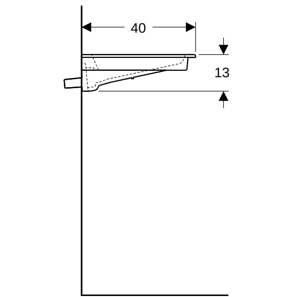 Geberit ONE MWT, 90x40cm, CleanDrain v.Ausld. o.Hl., Ül.verd., weiß Tect/hgl.verchr.
