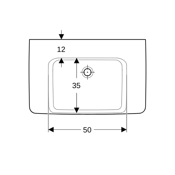 Geberit Renova Plan WT mit Ablagefl., 75x48cm o. Hl., o. Ül., weiß