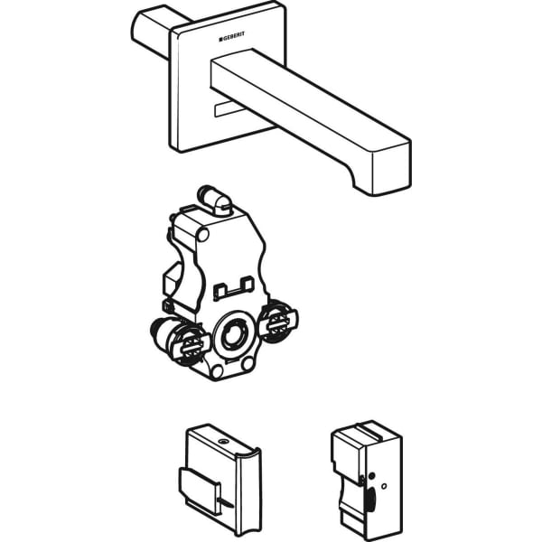 Geberit Brenta WT-Arm.,Wandmontage, Netzbetr. für UP-Funkt.Box, o.Misch.,L:22cm, edst.