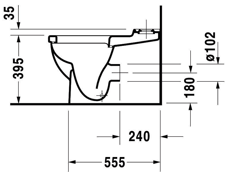 DU Stand-WC Kombi Starck 3 655 mm Tiefspüler,f.SPK,Abg.Vario,weiß,HYG