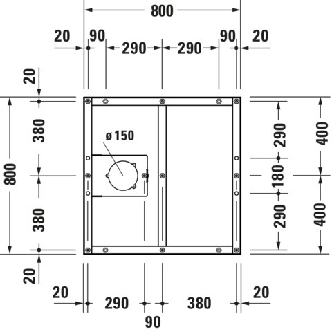 DU Fußgestell für Duschwanne Tempano 800x800mm