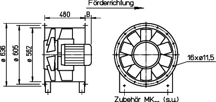 Helios AMD 560/4 2,2 kW Axial-Mitteldruckvent. 3-PH 50 Hz
