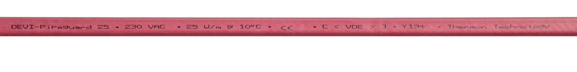 Danfoss ECpipeguard-25 (SLPG), rot Schutzgeflecht (Schutzklasse I), 25 W/m Danfoss ECpipeguard-25 (SLPG), rot Schutzgeflecht (Schutzklasse I), 25 W/m