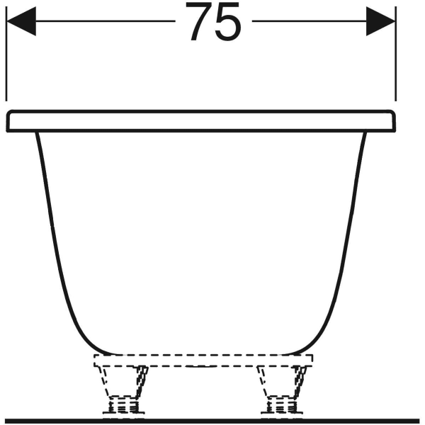 Geberit Tawa Badewanne, schmaler Rand rechteckig, 170x75cm, weiß